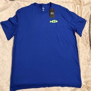 Under Armour Men's Royal Blue Tee with Neon Green Logo